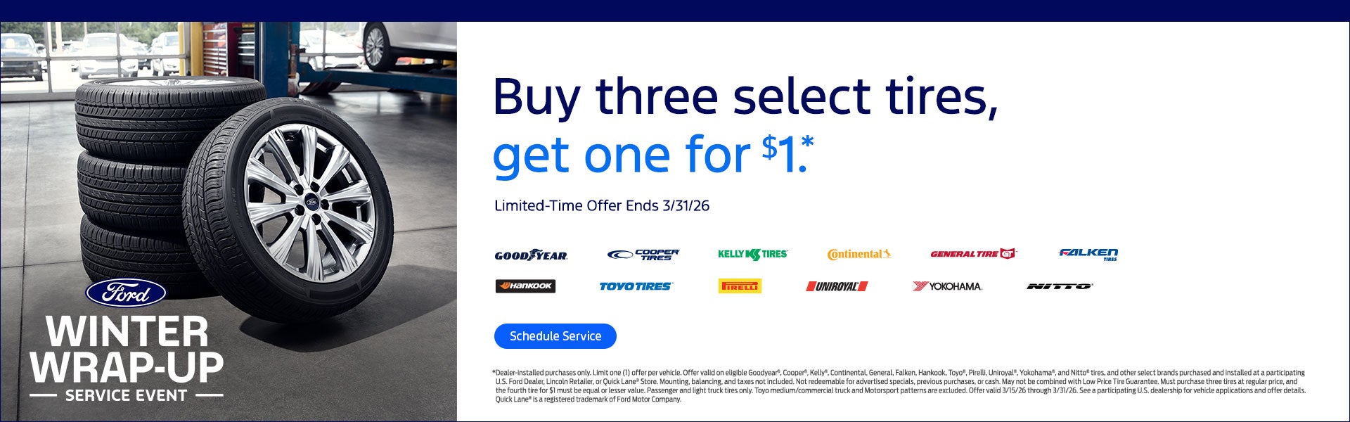 Buy three select tires, get one for $1